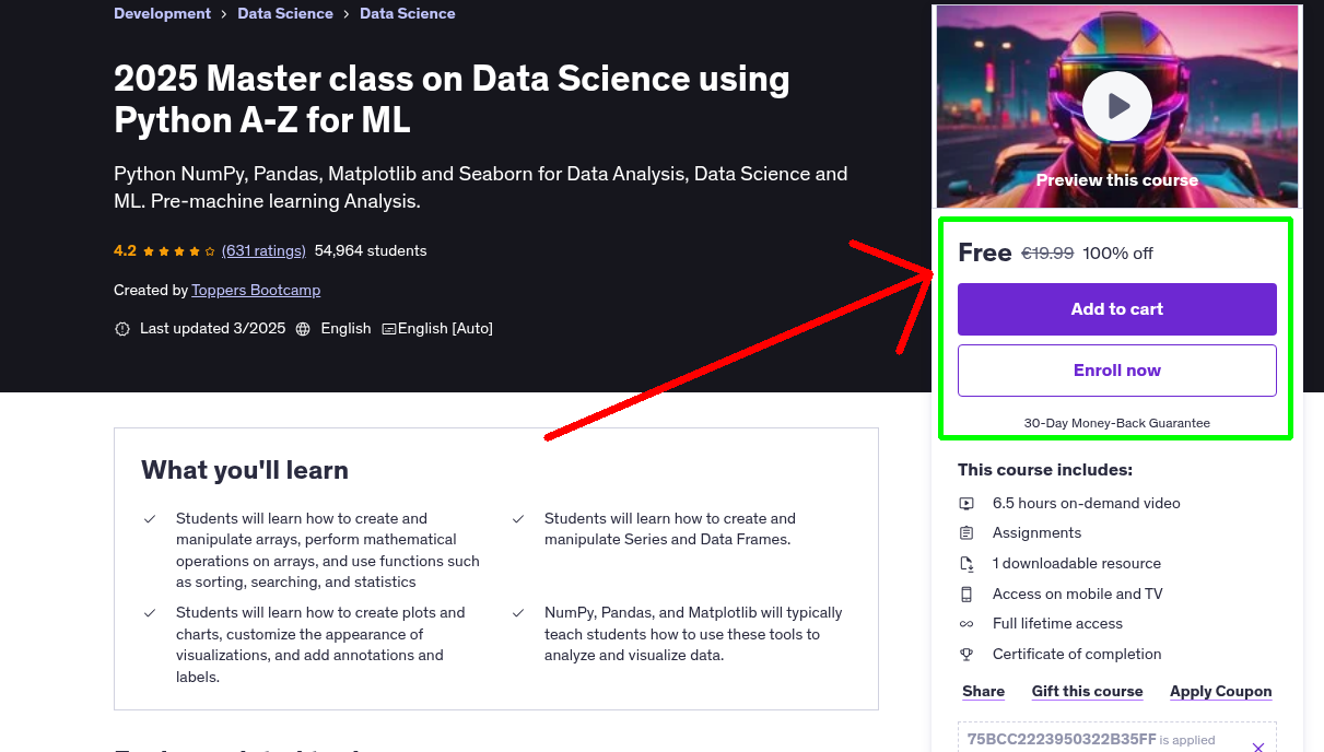 2025 Master class on Data Science using Python A-Z for ML