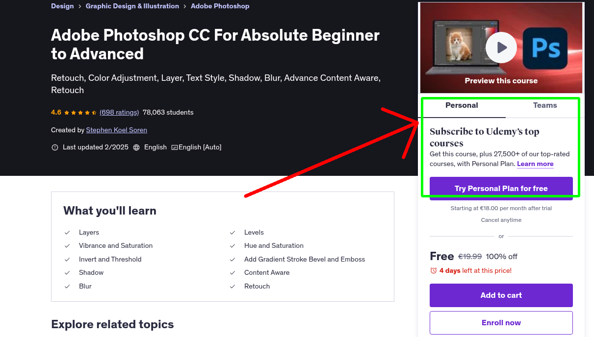 Adobe Photoshop CC For Absolute Beginner to Advanced