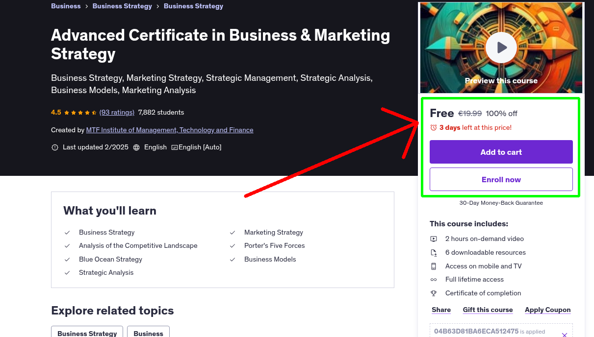 Advanced Certificate in Business & Marketing Strategy