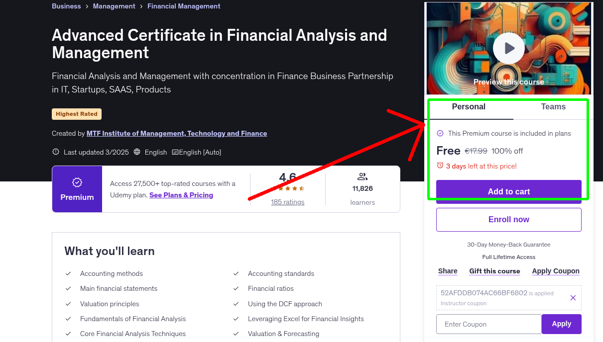 Advanced Certificate in Financial Analysis and Management