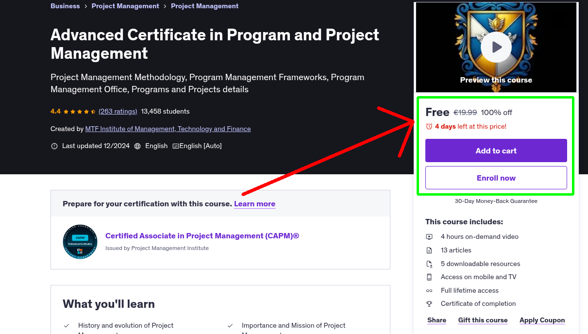 Advanced Certificate in Program and Project Management