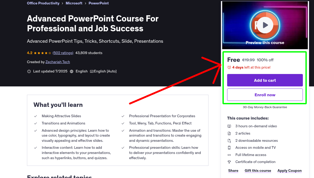 Advanced PowerPoint Course For Professional and Job Success