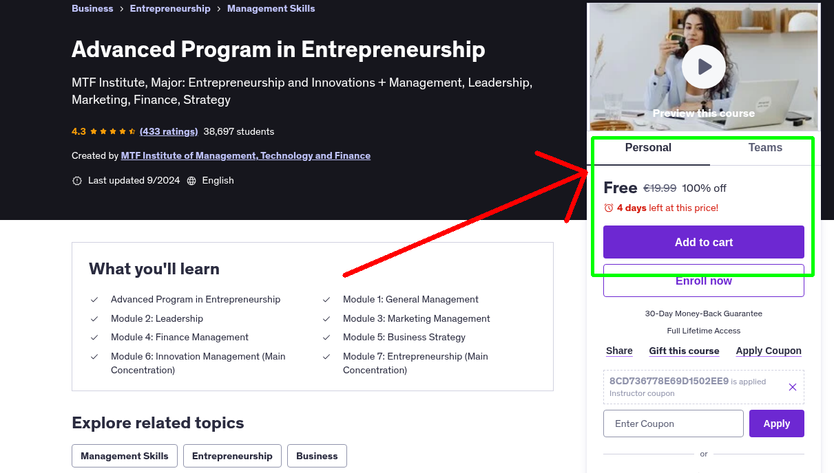 Advanced Program in Entrepreneurship
