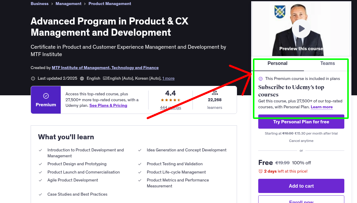 Advanced Program in Product & CX Management and Development