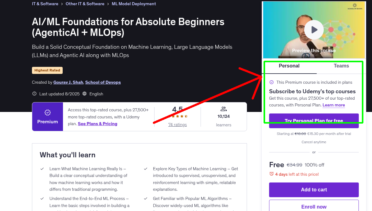 AI/ML Foundations for Absolute Beginners (AgenticAI + MLOps)