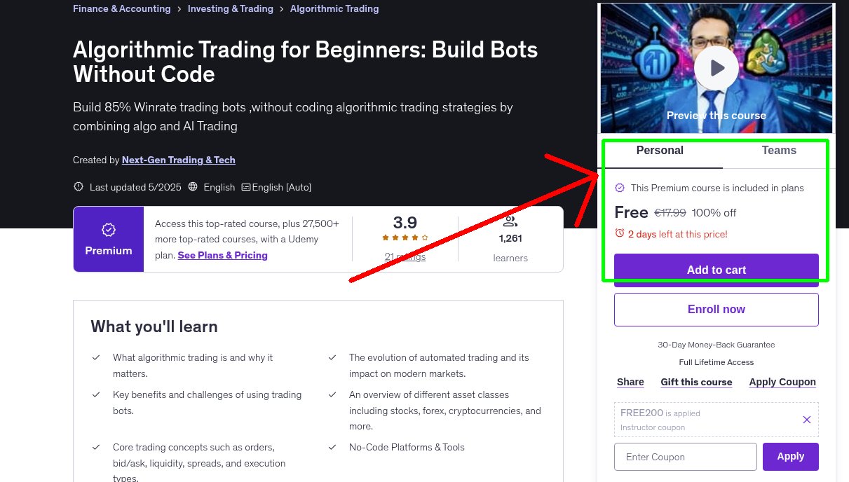 Algorithmic Trading for Beginners: Build Bots Without Code