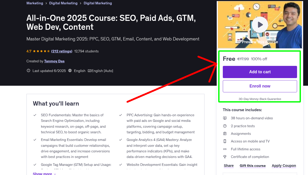 All-in-One 2025 Course: SEO, Paid Ads, GTM, Web Dev, Content