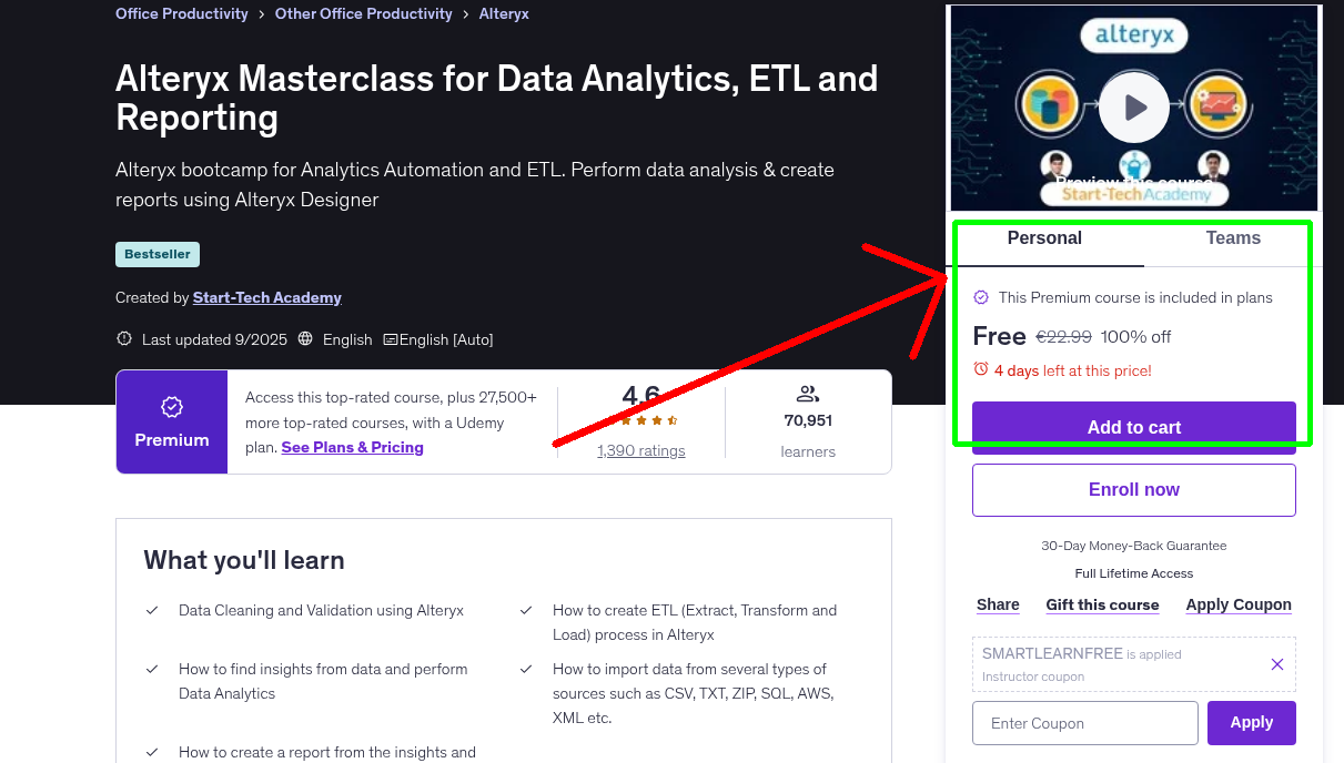 Alteryx Masterclass for Data Analytics, ETL and Reporting