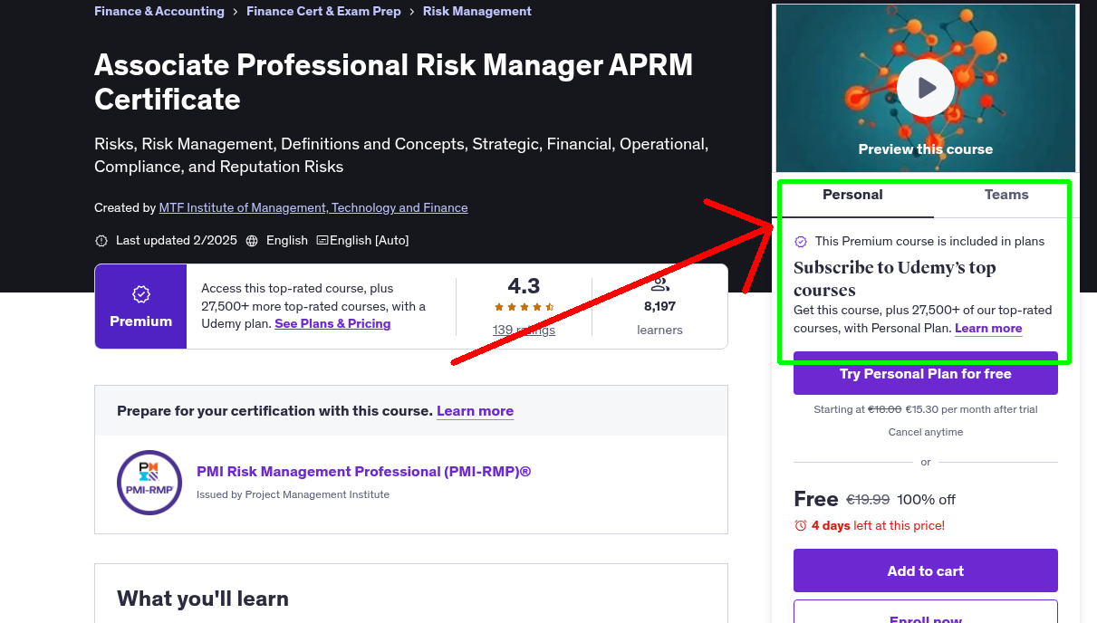 Associate Professional Risk Manager APRM Certificate