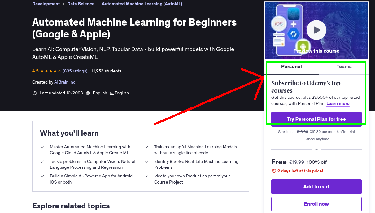 Automated Machine Learning for Beginners (Google & Apple)