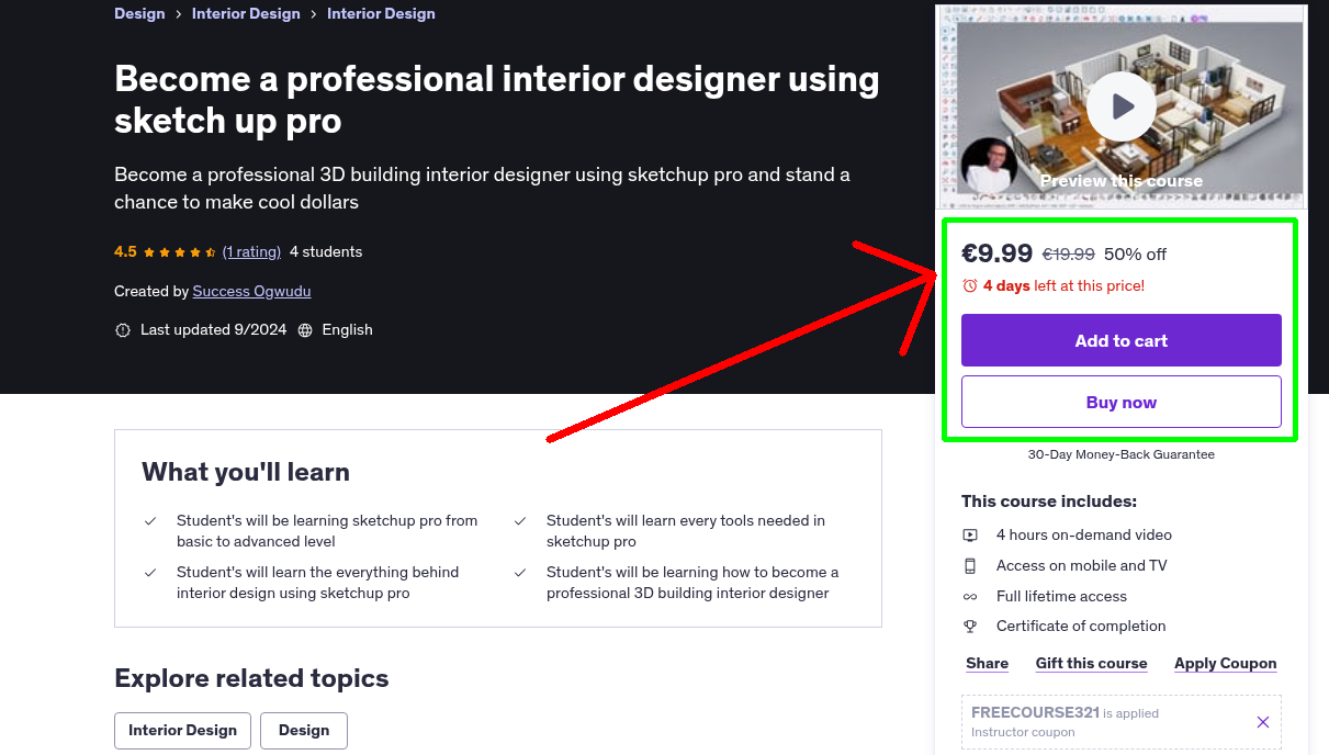 Become a professional interior designer using sketch up pro