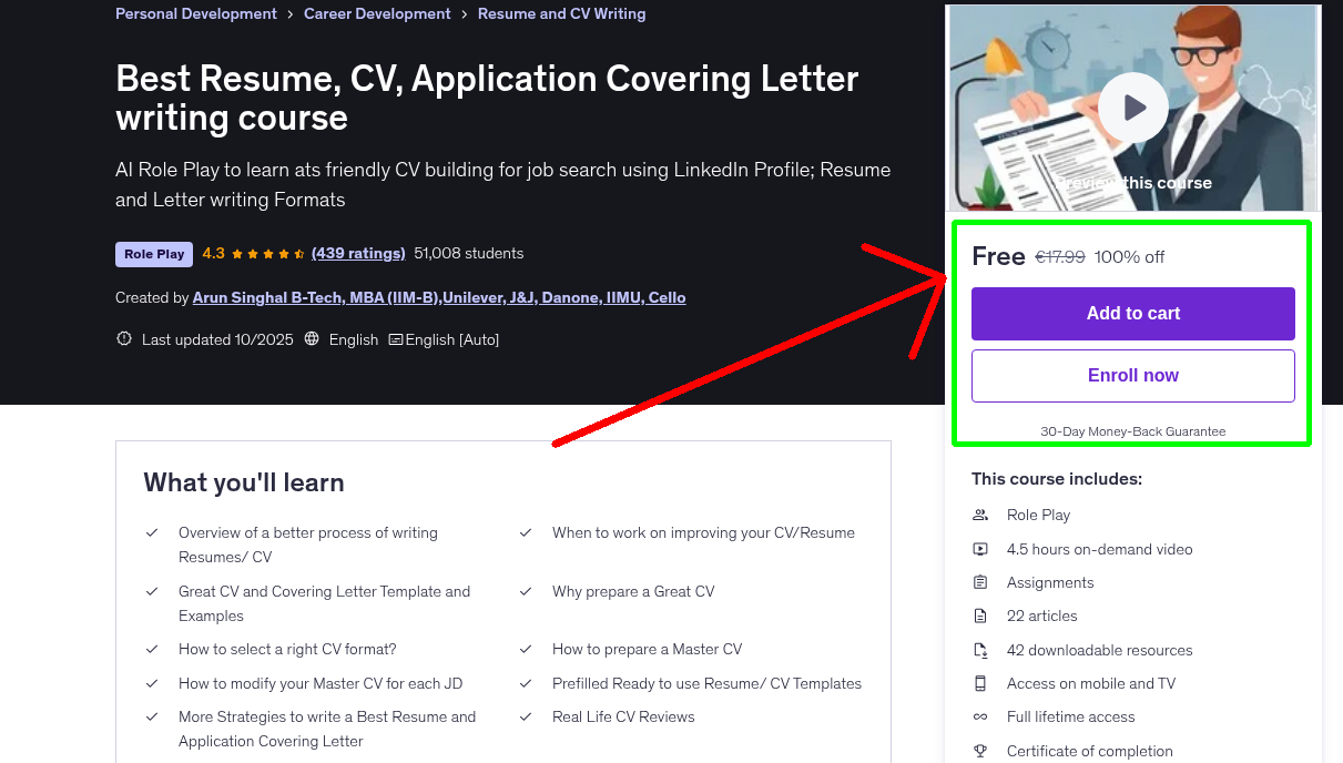 Best Resume, CV, Application Covering Letter writing course