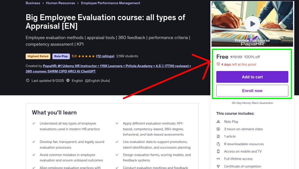 Big Employee Evaluation course: all types of Appraisal [EN]