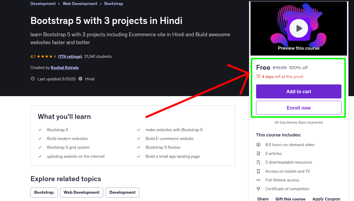 Bootstrap 5 with 3 projects in Hindi