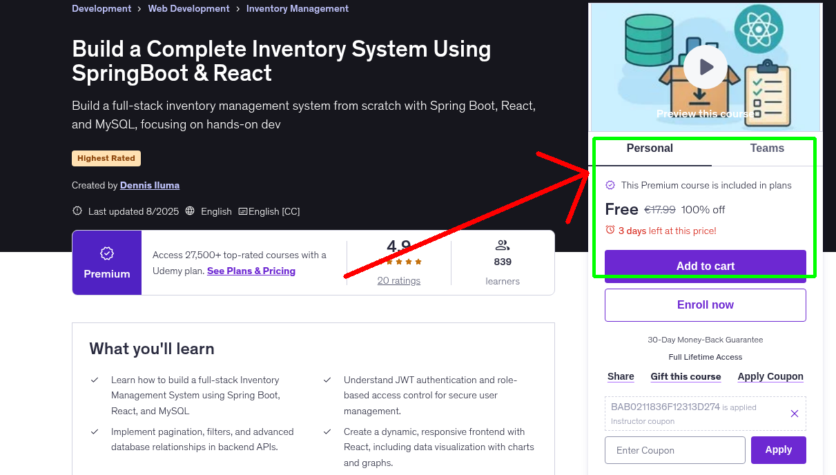 Build a Complete Inventory System Using SpringBoot & React
