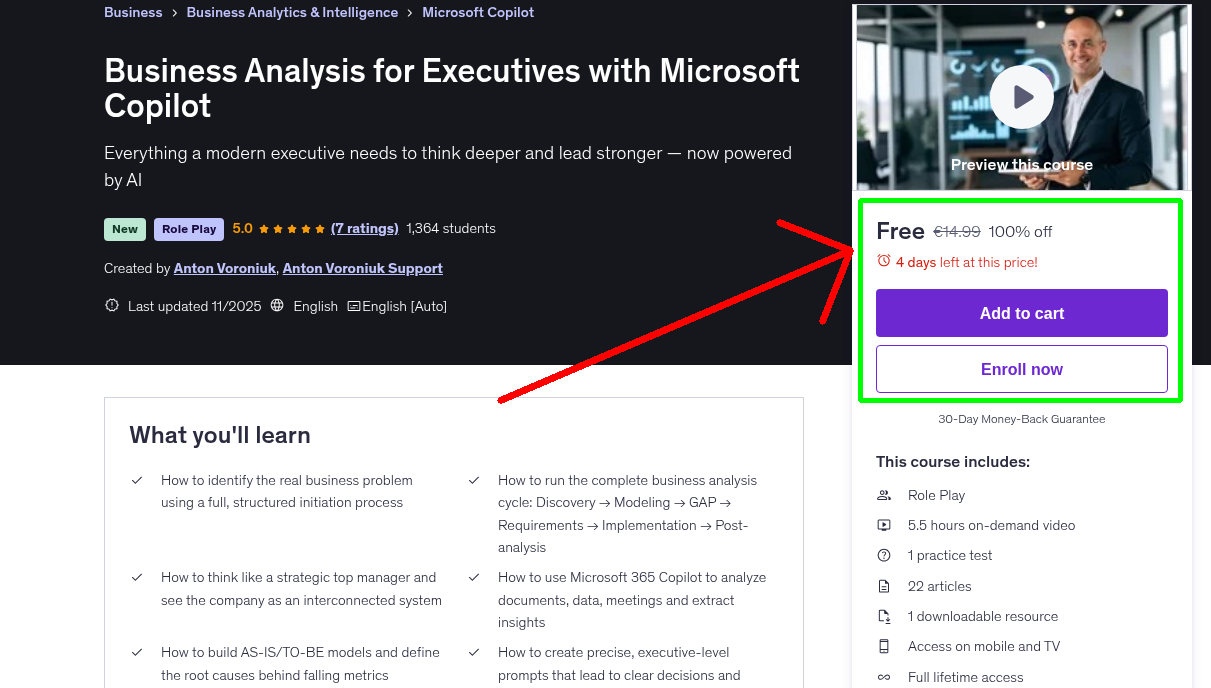 Business Analysis for Executives with Microsoft Copilot