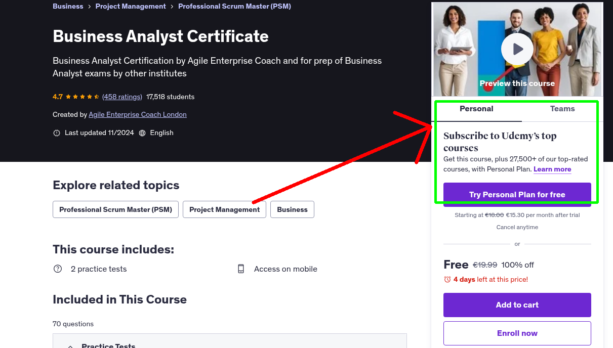 Business Analyst Certificate