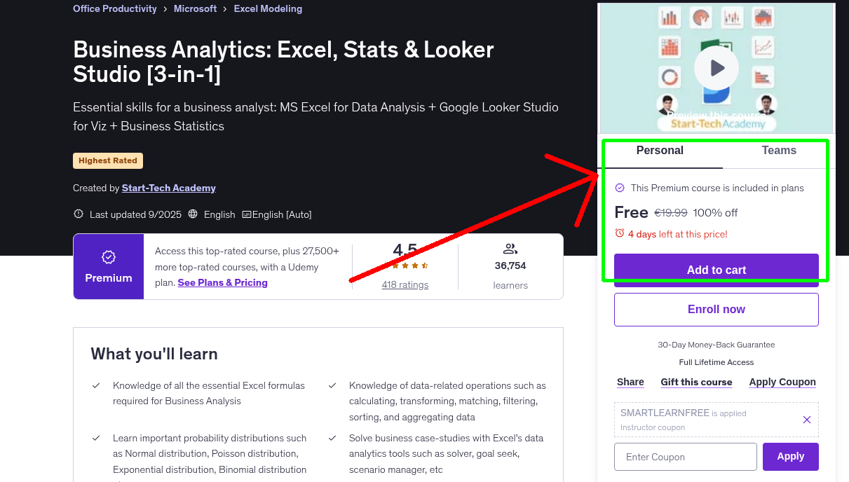 Business Analytics: Excel, Stats & Looker Studio [3-in-1]