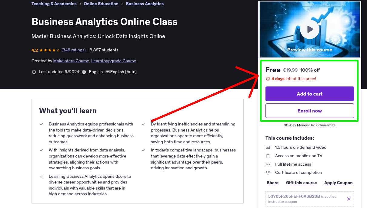 Business Analytics Online Class