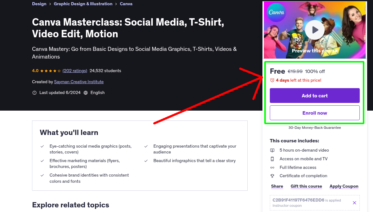 Canva Masterclass: Social Media, T-Shirt, Video Edit, Motion