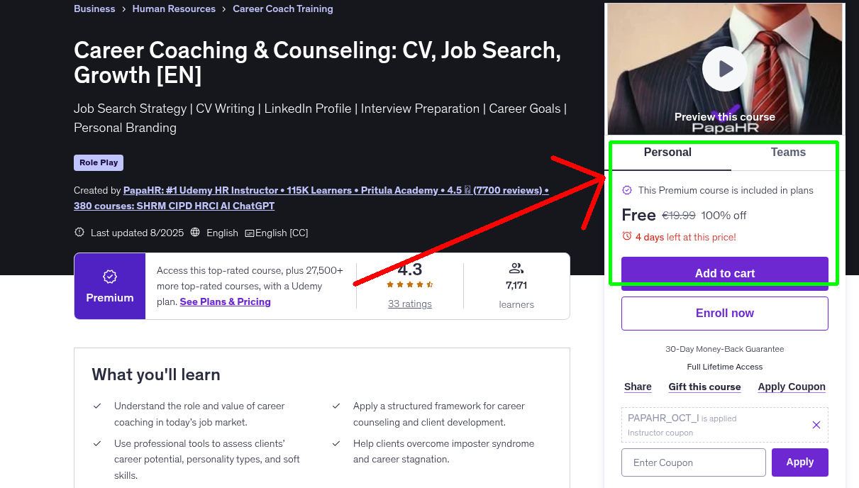 Career Coaching & Counseling: CV, Job Search, Growth [EN]