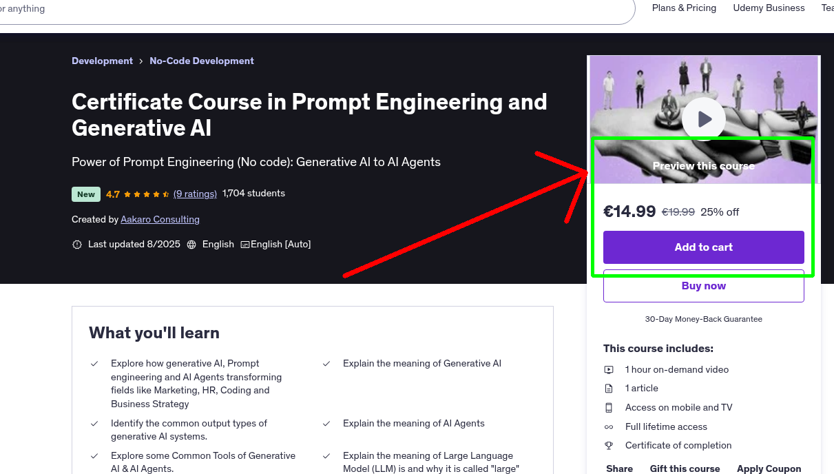 Certificate Course in Prompt Engineering and Generative AI