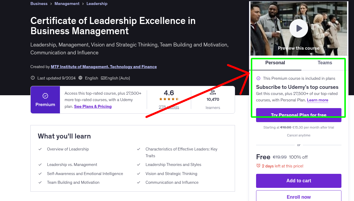 Certificate of Leadership Excellence in Business Management