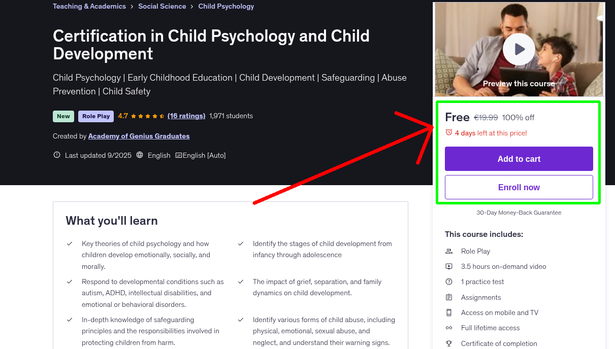 Certification in Child Psychology and Child Development