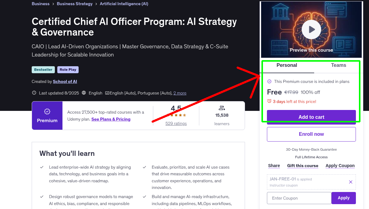 Certified Chief AI Officer Program: AI Strategy & Governance