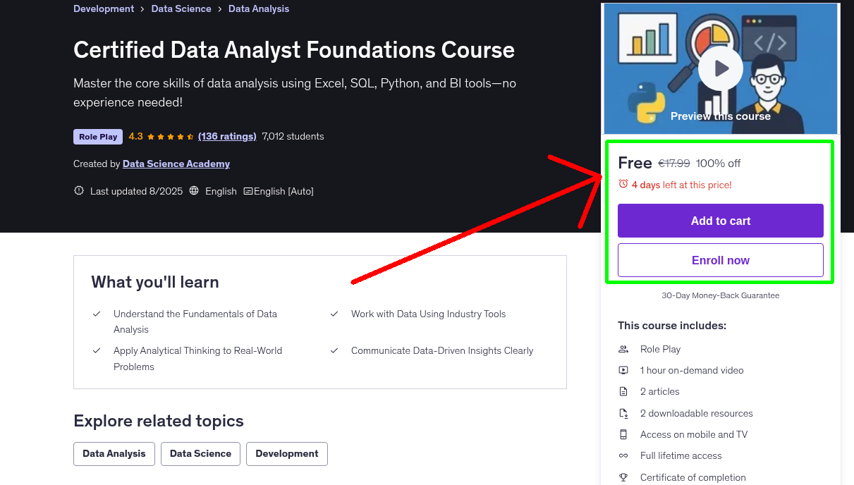 Certified Data Analyst Foundations Course