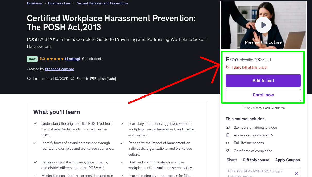 Certified Workplace Harassment Prevention: The POSH Act,2013