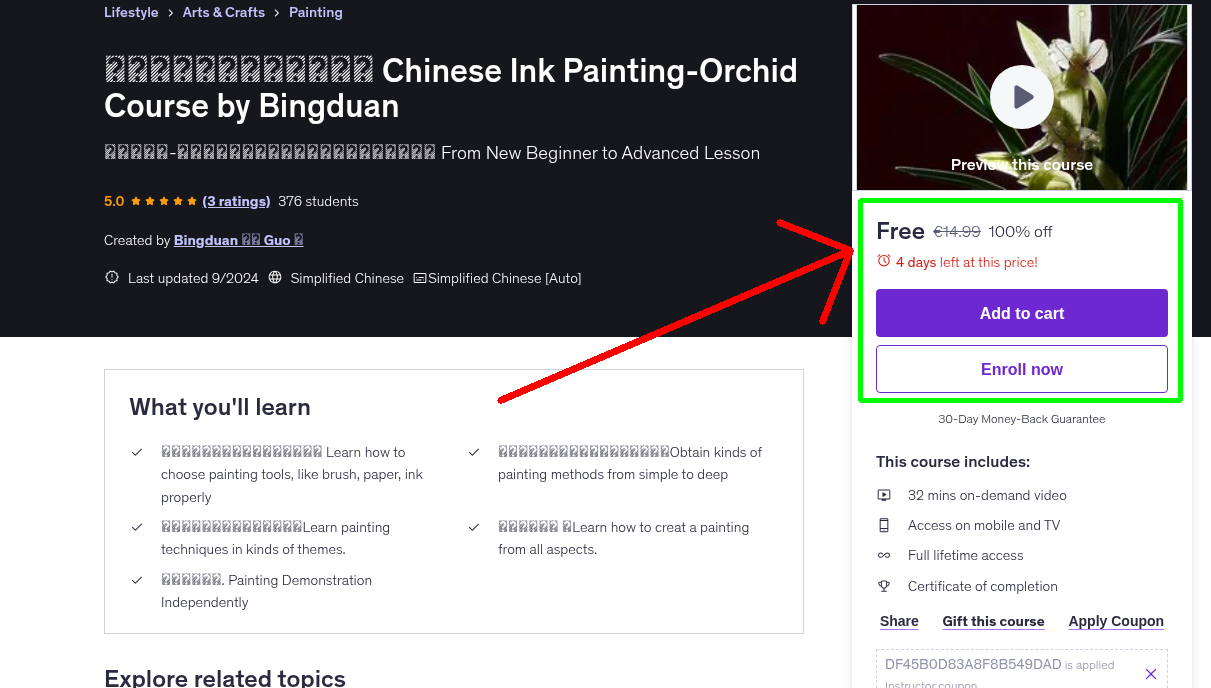 郭丙端国画水墨画兰花课程 Chinese Ink Painting-Orchid Course by Bingduan