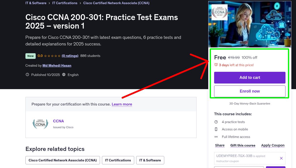 Cisco CCNA 200-301: Practice Test Exams 2025 – version 1