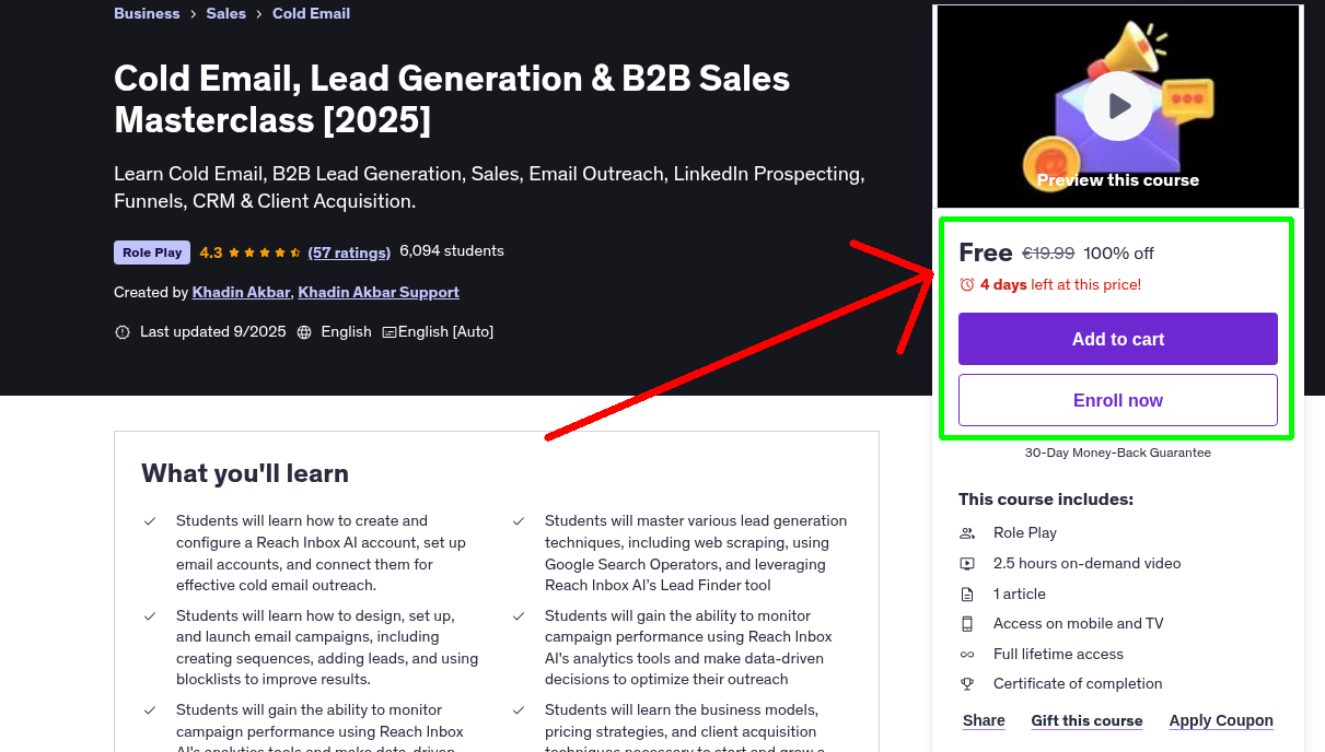 Cold Email, Lead Generation & B2B Sales Masterclass [2025]
