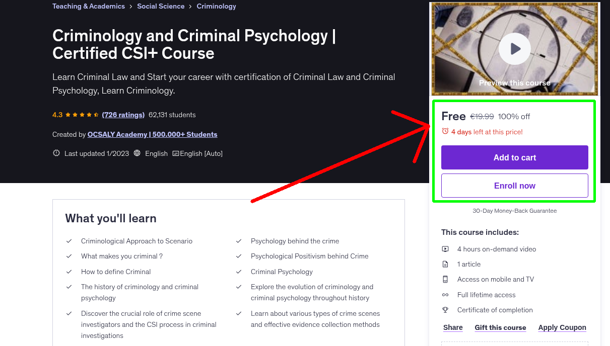 Criminology and Criminal Psychology | Certified CSI+ Course