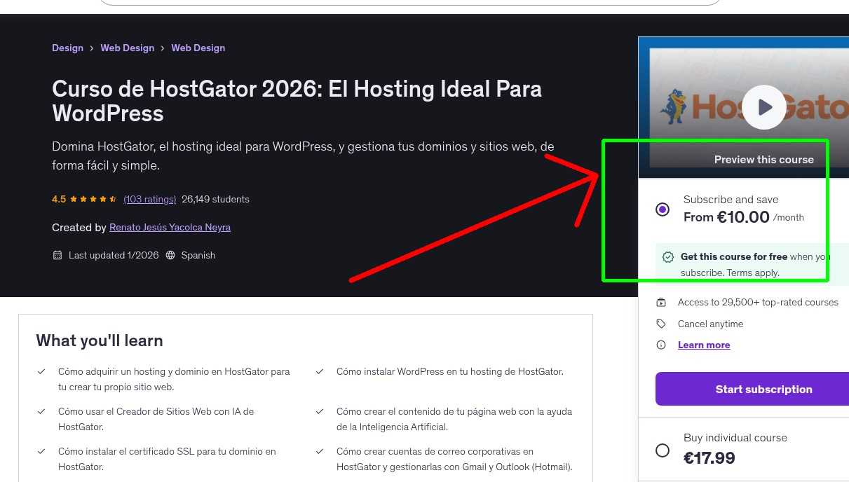 Curso de HostGator 2026: El Hosting Ideal Para WordPress