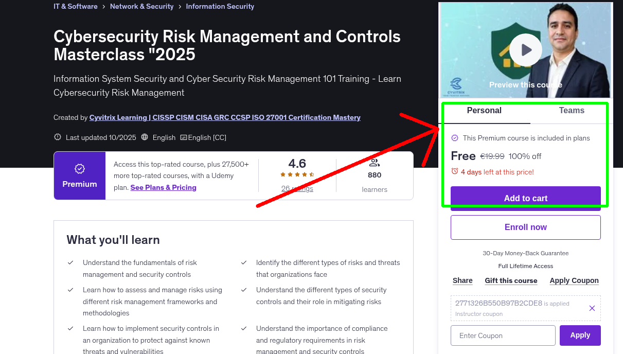 Cybersecurity Risk Management and Controls Masterclass "2025