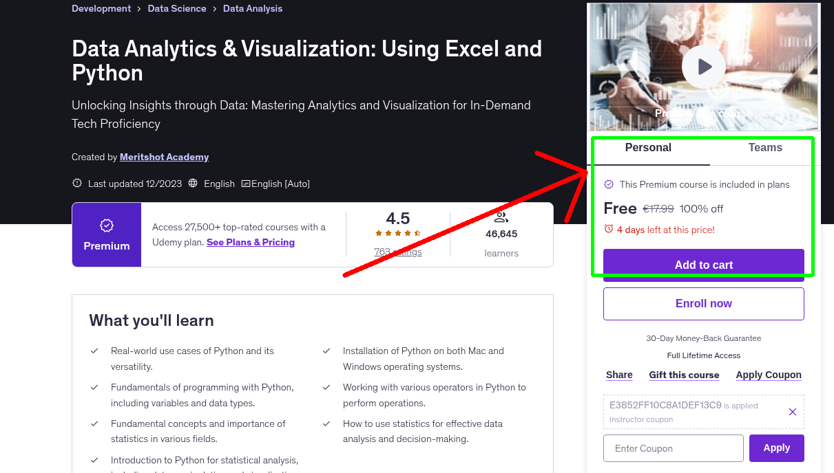 Data Analytics & Visualization: Using Excel and Python