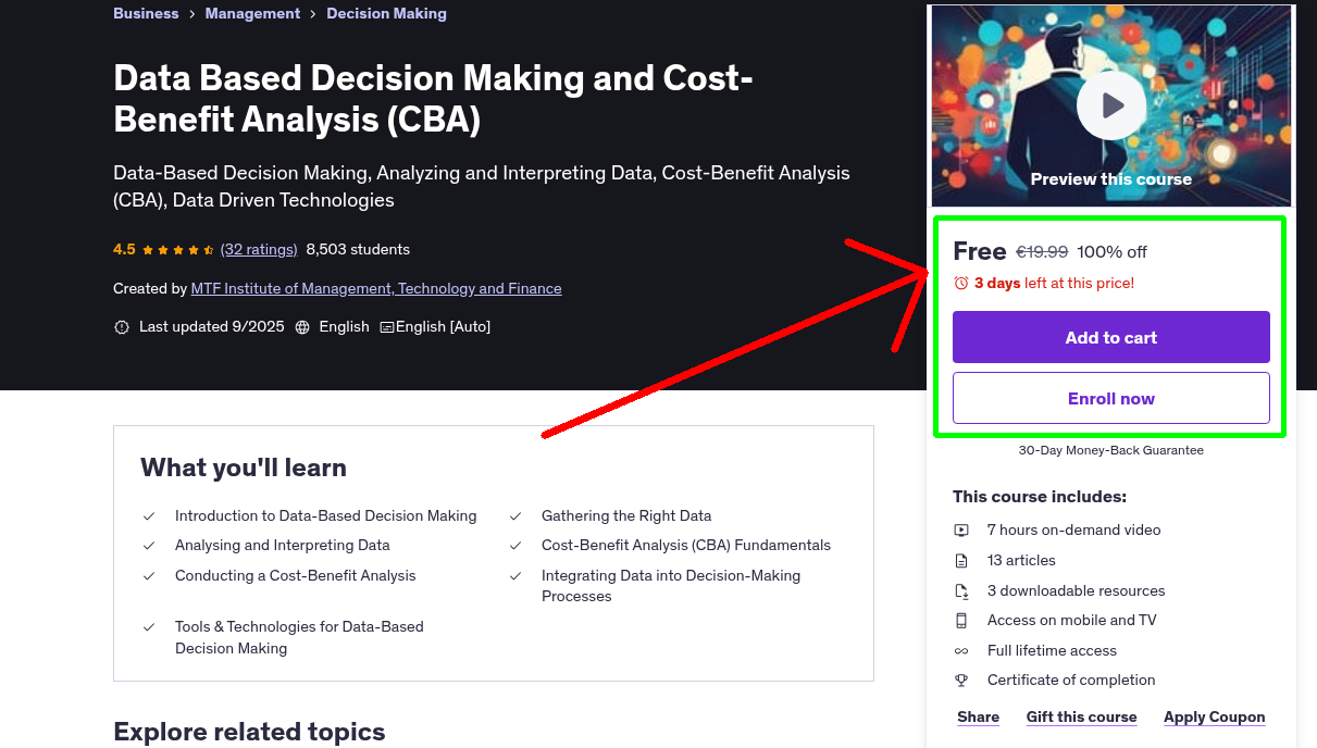 Data Based Decision Making and Cost-Benefit Analysis (CBA)