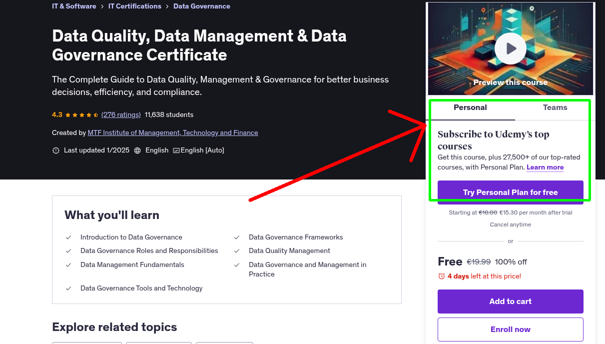 Data Quality, Data Management & Data Governance Certificate