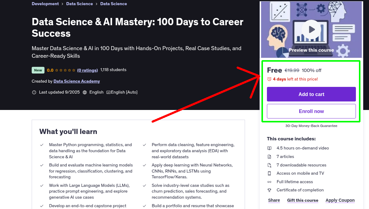 Data Science & AI Mastery: 100 Days to Career Success