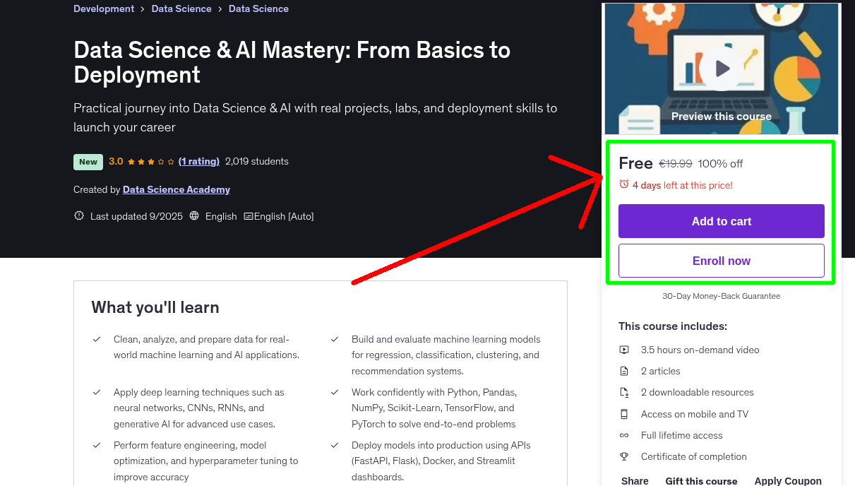 Data Science & AI Mastery: From Basics to Deployment