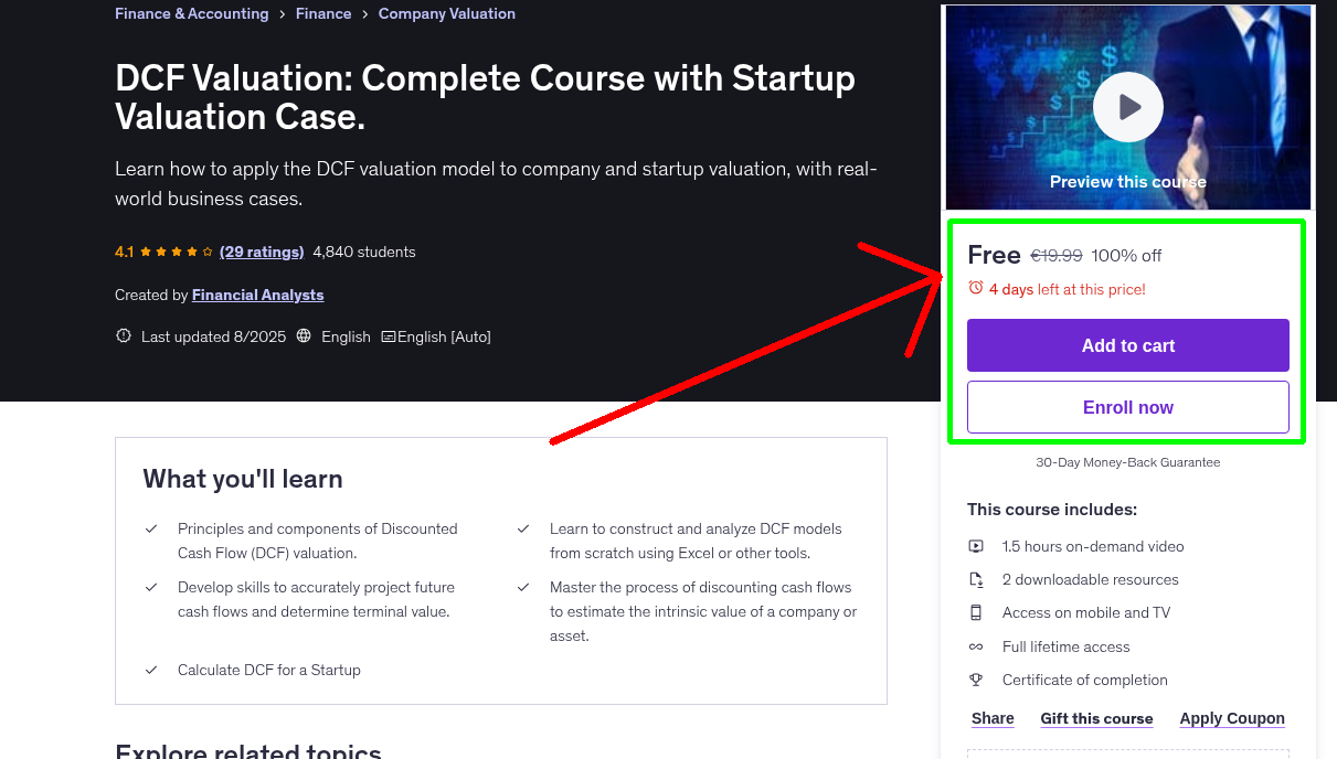 DCF Valuation: Complete Course with Startup Valuation Case.