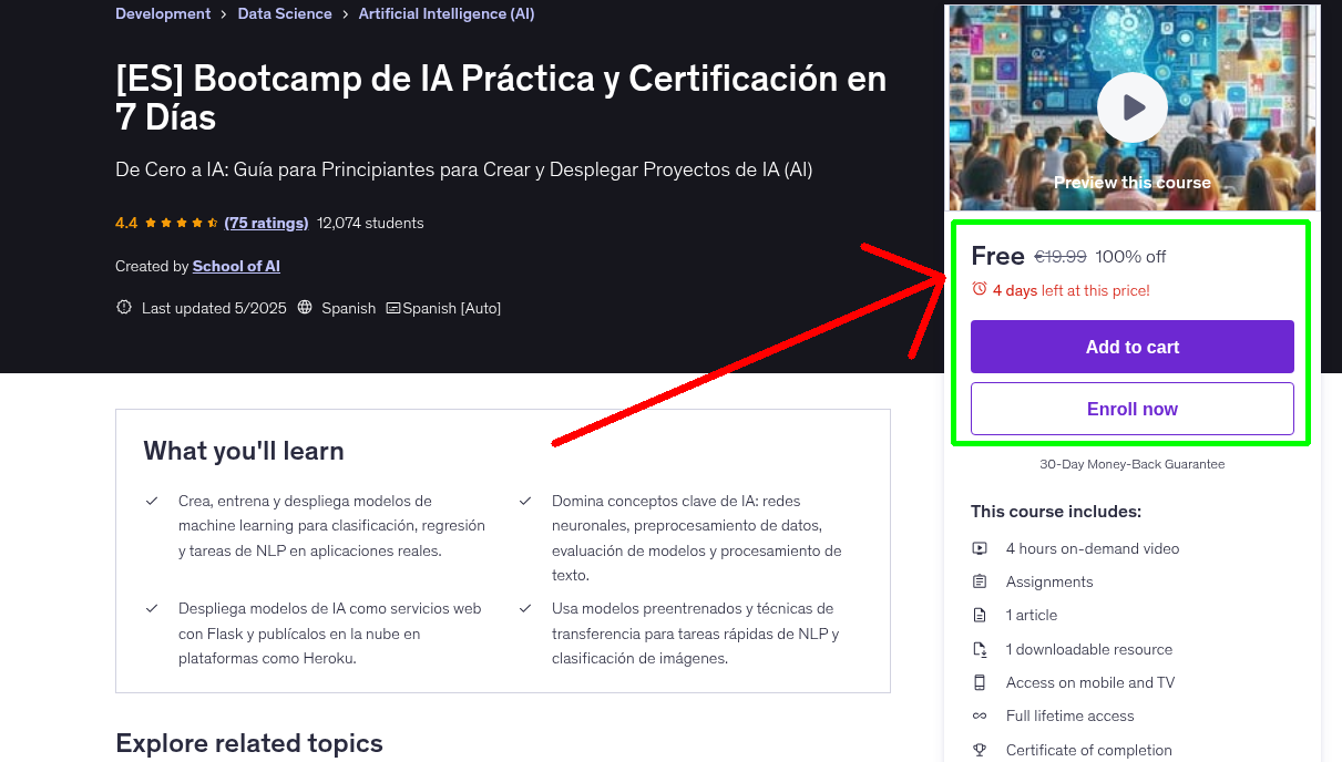 [ES] Bootcamp de IA Práctica y Certificación en 7 Días