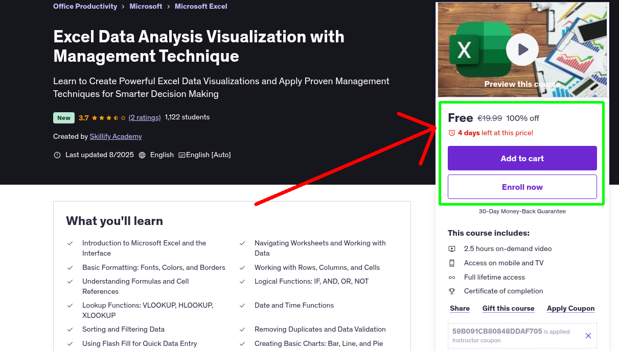 Excel Data Analysis Visualization with Management Technique