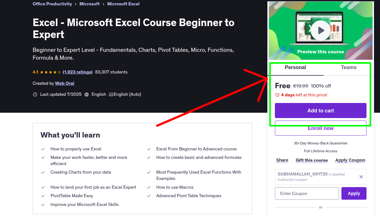 Excel - Microsoft Excel Course Beginner to Expert