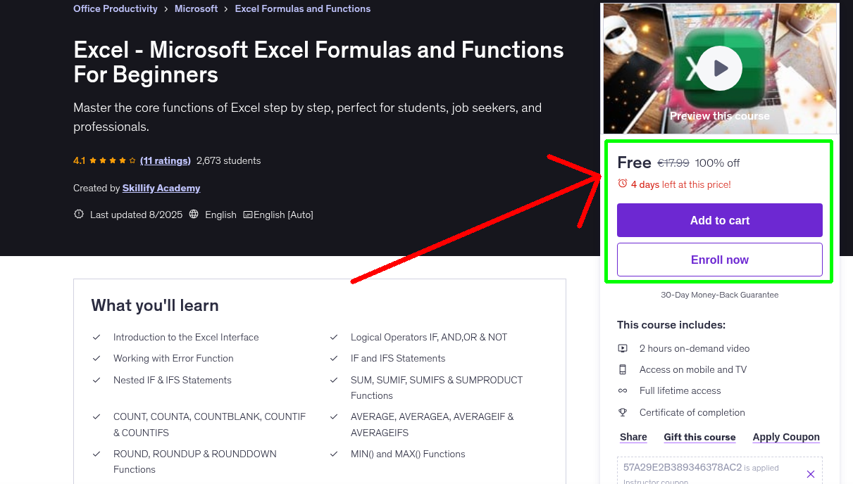 Excel - Microsoft Excel Formulas and Functions For Beginners