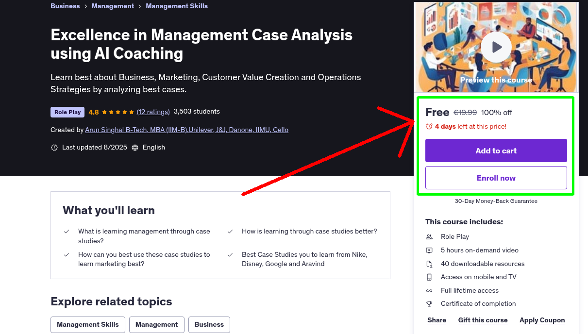 Excellence in Management Case Analysis using AI Coaching