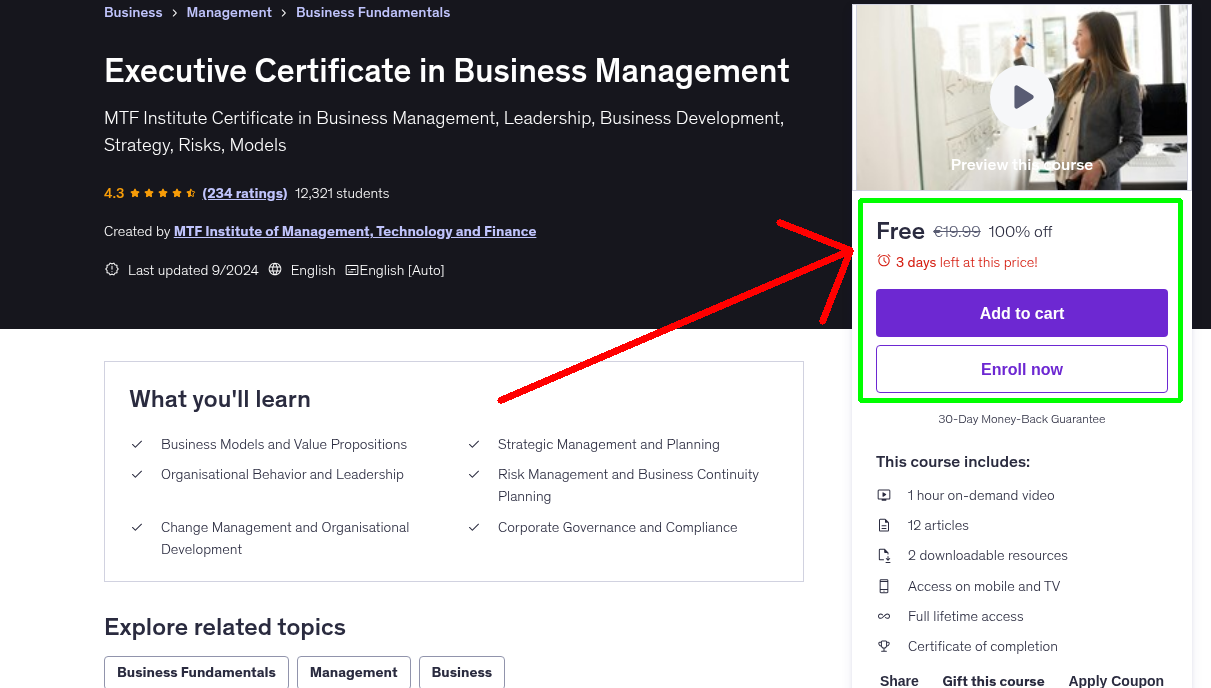 Executive Certificate in Business Management