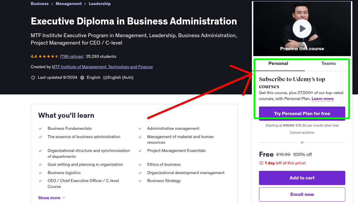 Executive Diploma in Business Administration